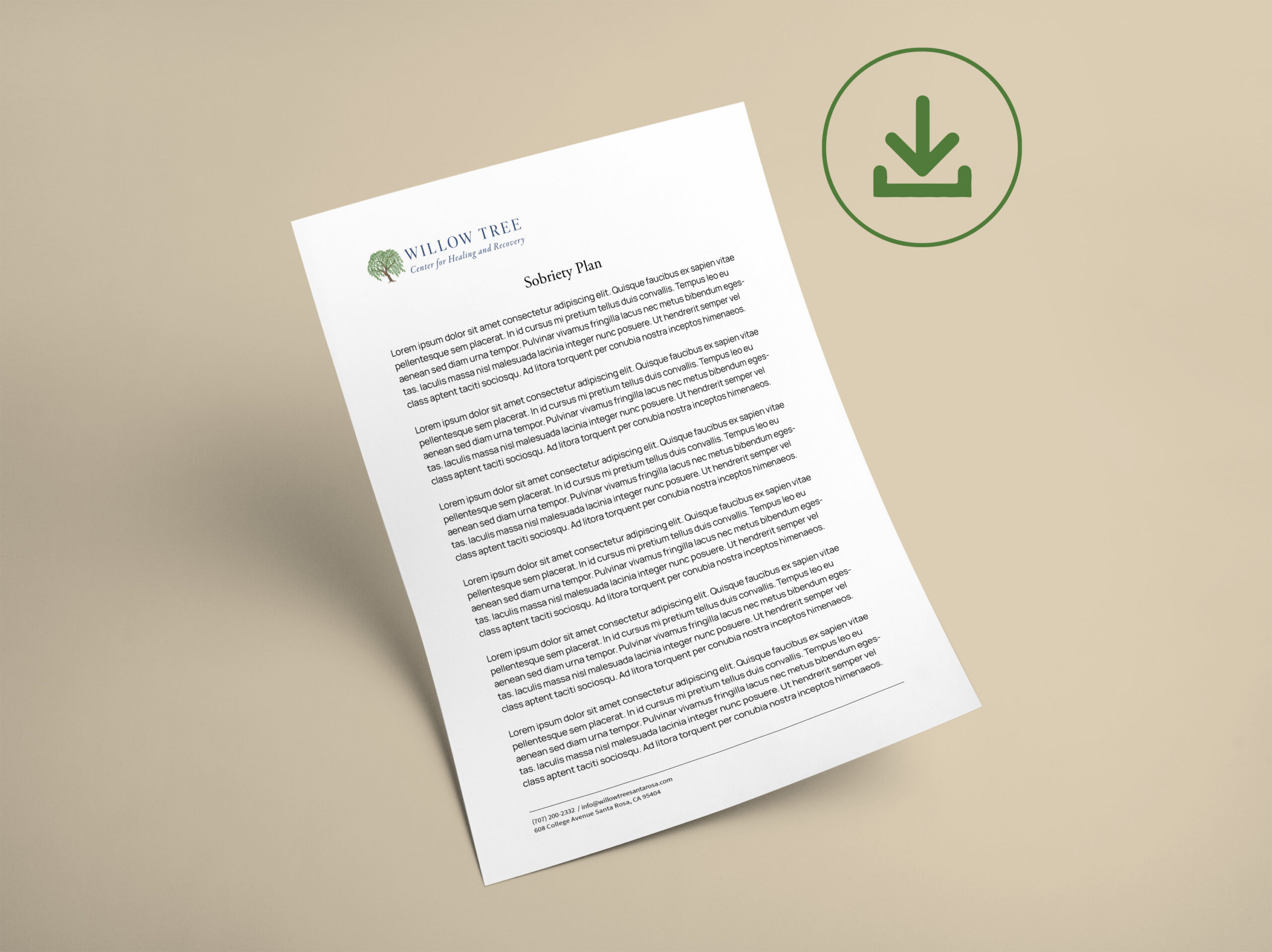 Sobriety Plan Summary Sheet PDF Download